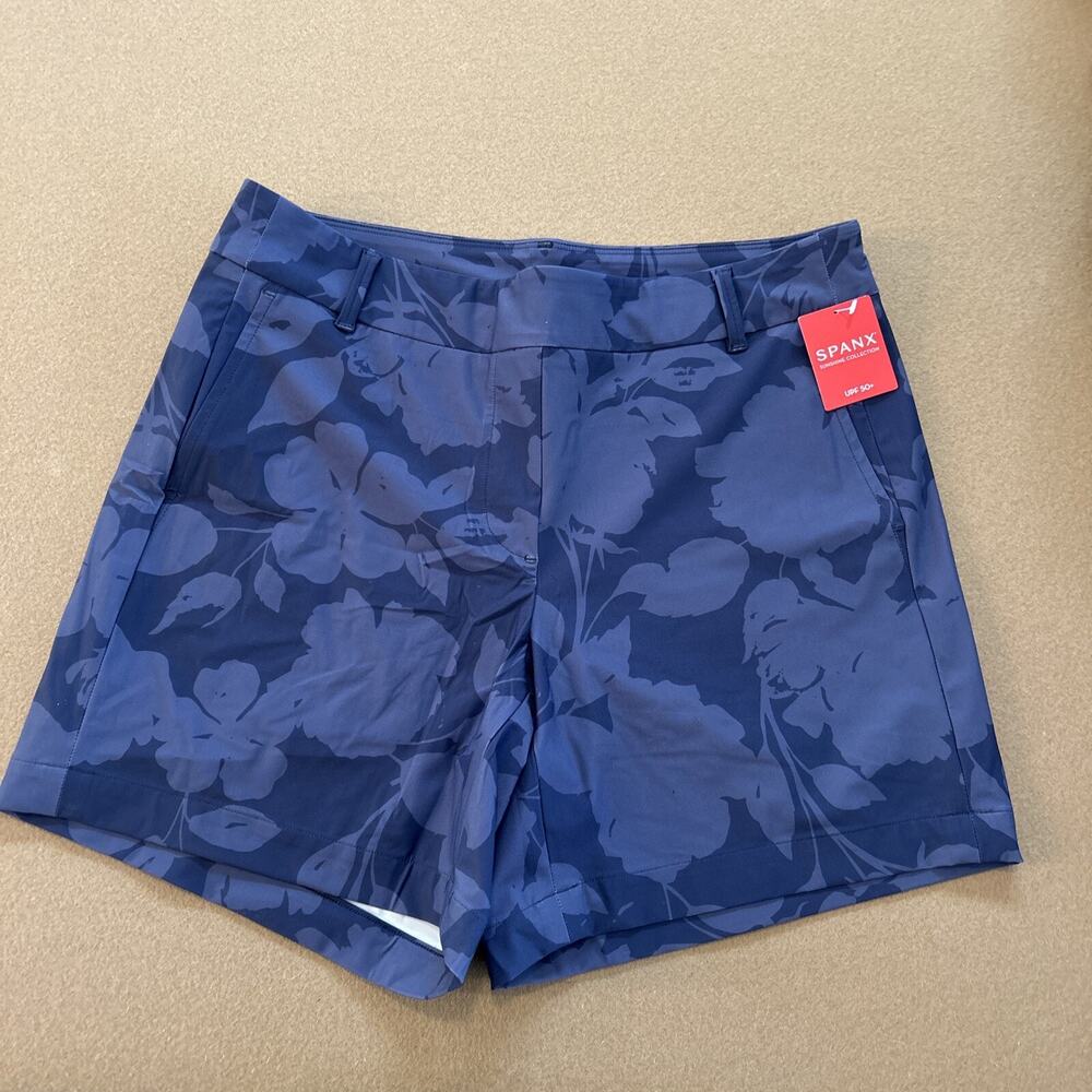SPANX Sunshine Shorts 6" Floret Navy with Pockets UPF 50+ NWT Size XL